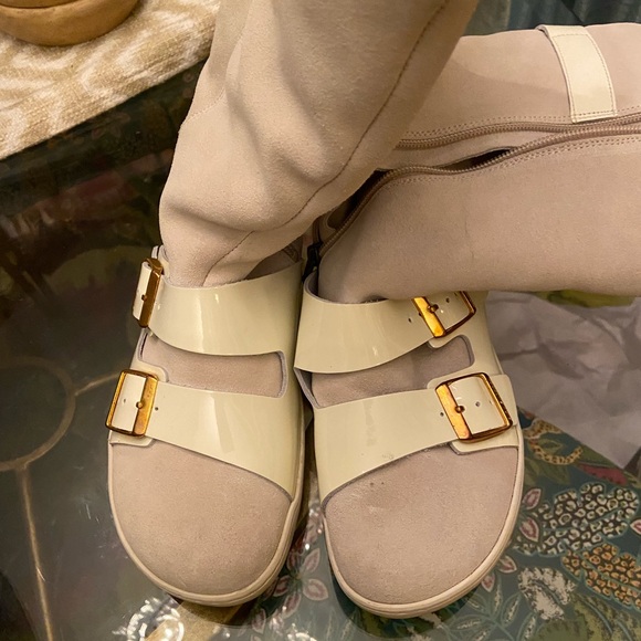 Danbury Shearling White Suede/Patent Leather Tall Boots - Picture 7 of 12